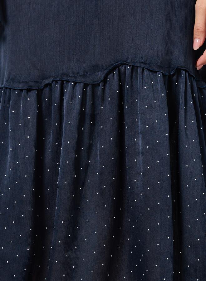 ستايلي فستان ميدي بحافة مكشكشة للنساء - Image 3